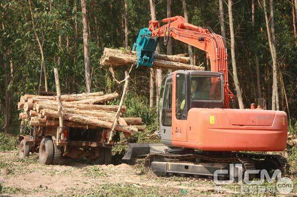 ZX70(BF)木材装卸机可装配全液压回转木材抓斗进行装卸木材作业