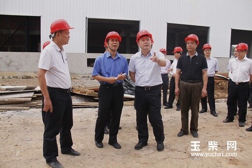 金湘军（前排左三）一行在项目工地考察