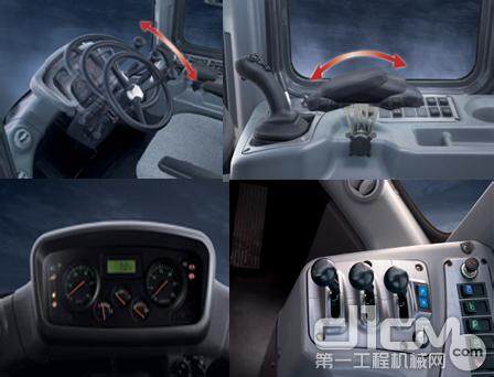 DL420A装载机的方向盘、扶手、中央液晶显示面板、操纵杆