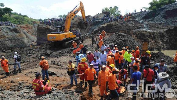 5台三一挖机紧急参与哥伦比亚特大矿难事故救援