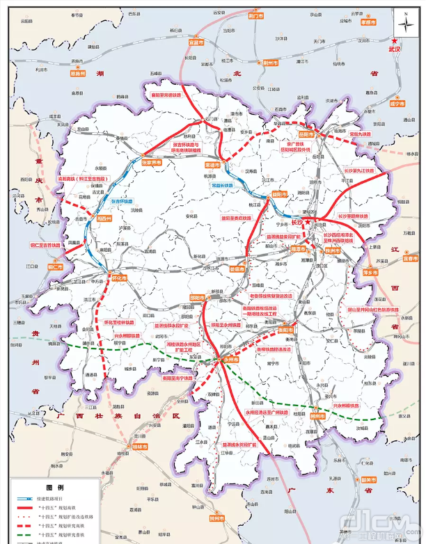 湖南省"十四五"铁路规划示意图