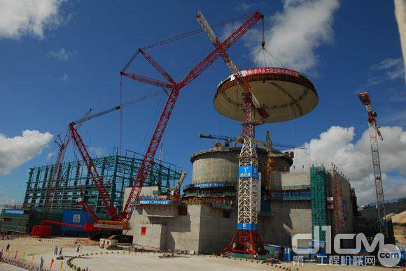 三一1600吨履带起重机成功完成广东台山核电站重达267t的2号机组核岛穹顶吊装任务
