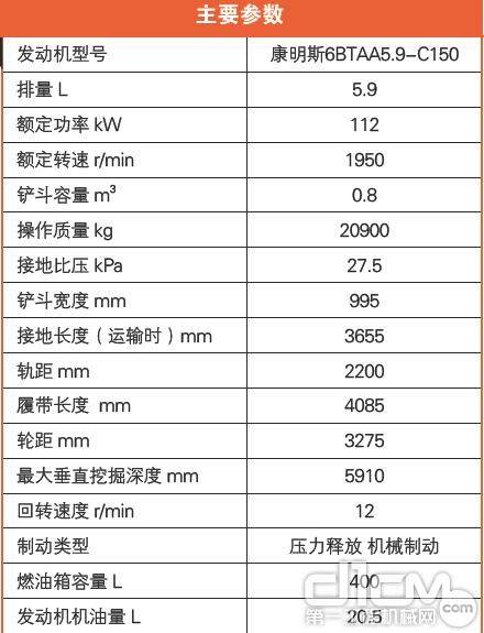 山重建机GC208-8型液压履带式挖掘机主要参数