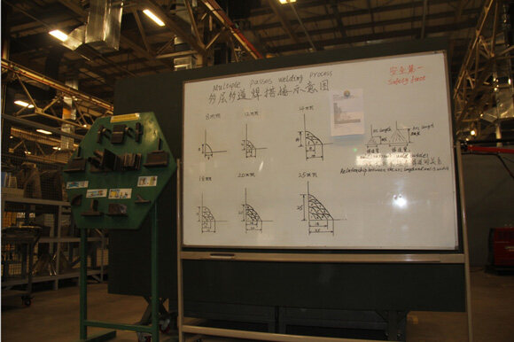 约翰迪尔工厂的焊接培训室一角
