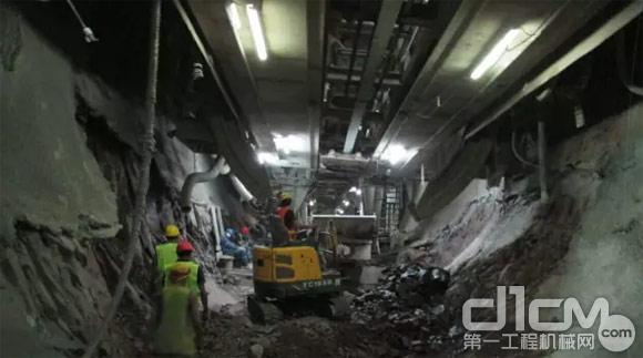 玉柴重工微挖YC18SR无尾型液压挖掘机助力巴基斯坦隧道建设