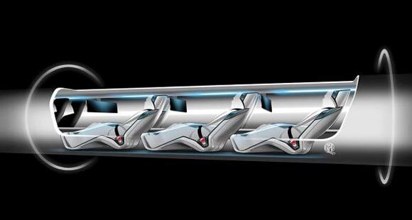 2013年8月12日报道，特斯拉汽车创始人、首席执行官马斯克在其博客中披露了超级高铁计划Hyperloop的初始设计方案。（东方IC 资料）
