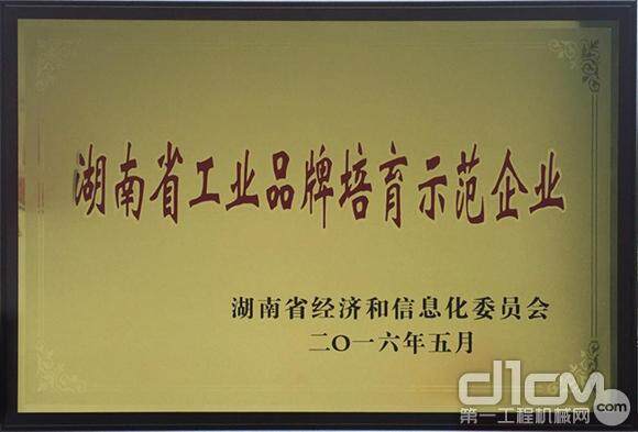中联重科荣获“湖南省工业品牌培育示范企业”