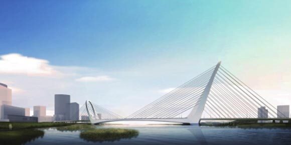 北京跨度最长桥“和力之门”开建