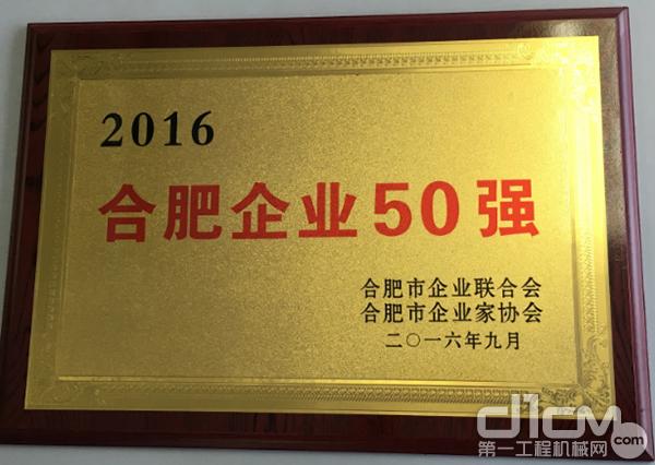 “2016合肥企业50强”奖牌