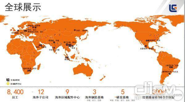 全球范围内，柳工在欧洲、北美、中国之外的亚太地区，建有20个生产基地，5个研发基地，渠道容括140个国家和地区