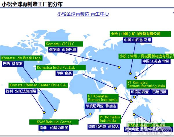 小松在全球共有11家再制造工厂