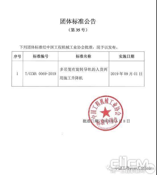 中国工程机械工业协会标准公告(第35号)