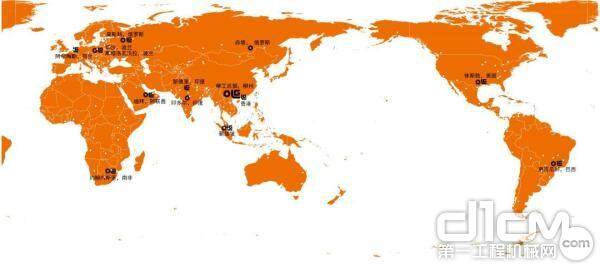 柳工海外市场分布图