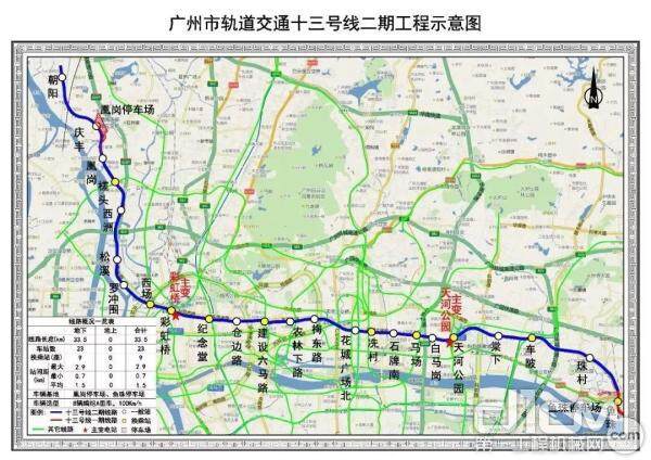 广州地铁13号线二期工程示意图