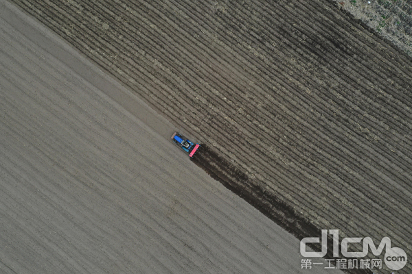 吉林省安图县龙山村农民在田间播种玉米（5月8日无人机拍摄）。