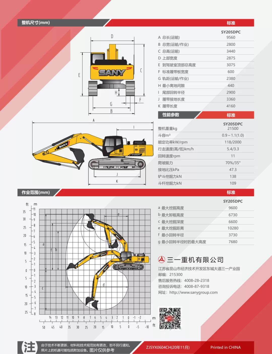 三一挖掘机参数图片