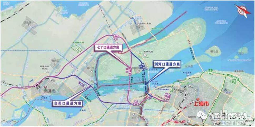 北沿江高铁过江通道方案比选示意图