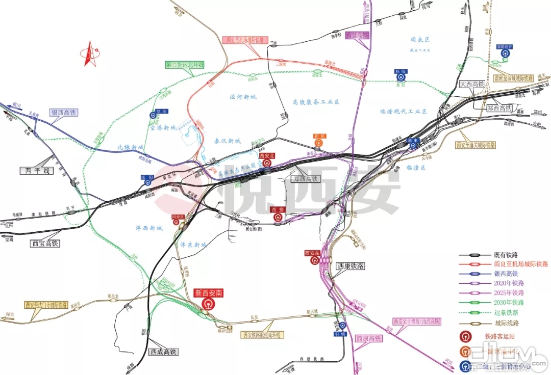 西安铁路枢纽规划图(图源：悦西安)