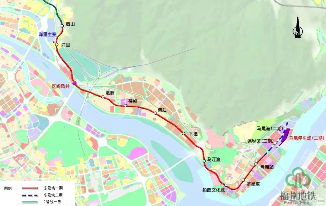 福州市轨道交通 2 号线东延线一期工程项目示意图