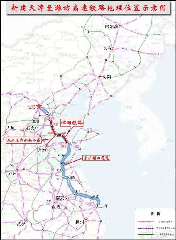 天津至潍坊高铁地理位置示意图