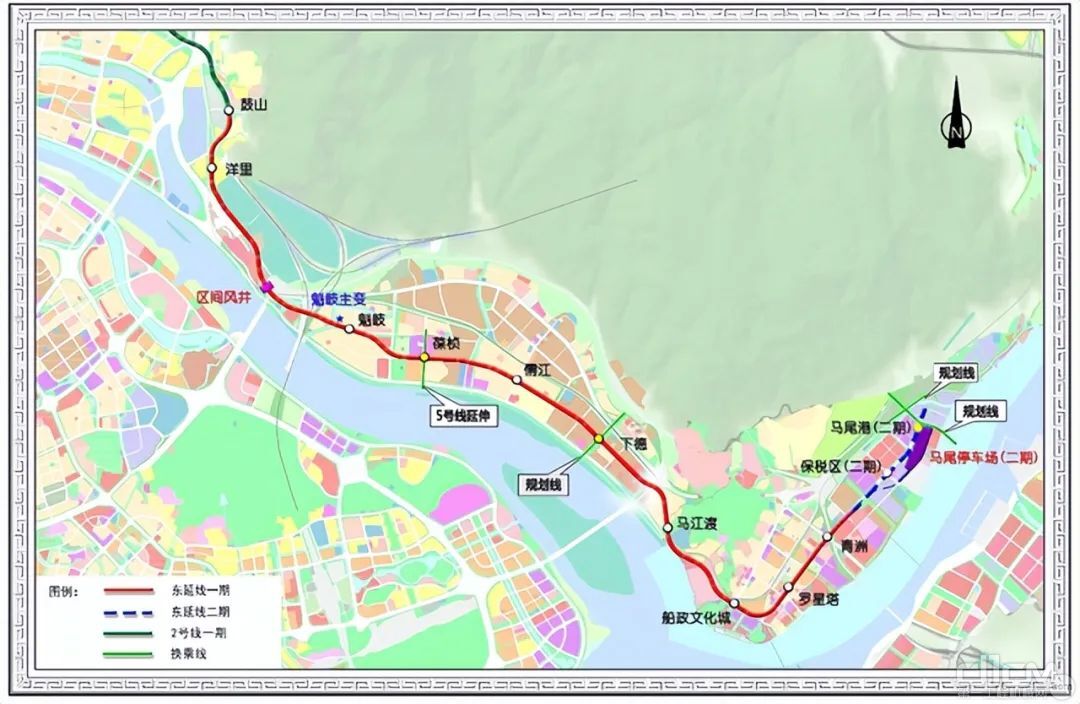 福州市轨道交通2号线东延线一期工程线路图