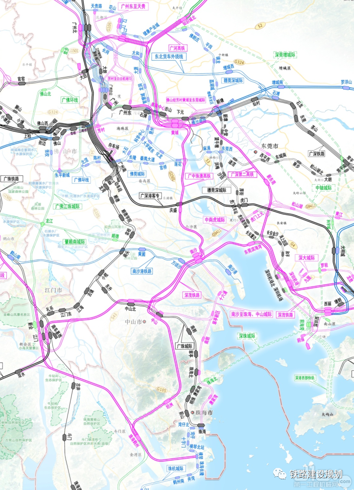 广中珠澳高铁规划走向示意图