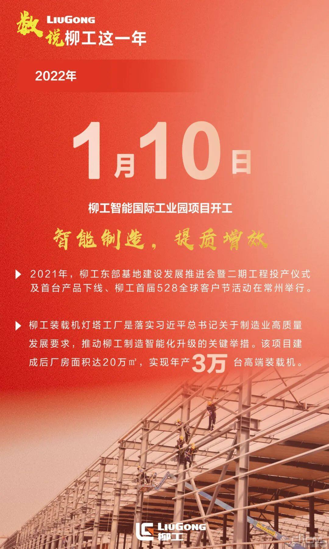 2022年1月10日，柳工智能国际工业园项目开工