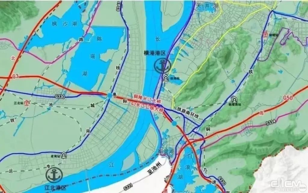 G3铜陵长江公铁大桥绘制地图