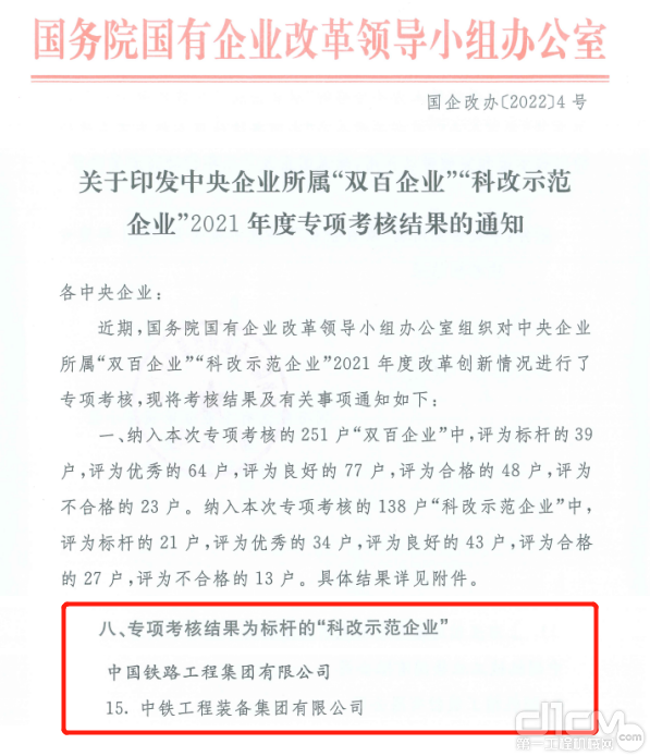 中铁装备再次获评“科改示范企业”标杆