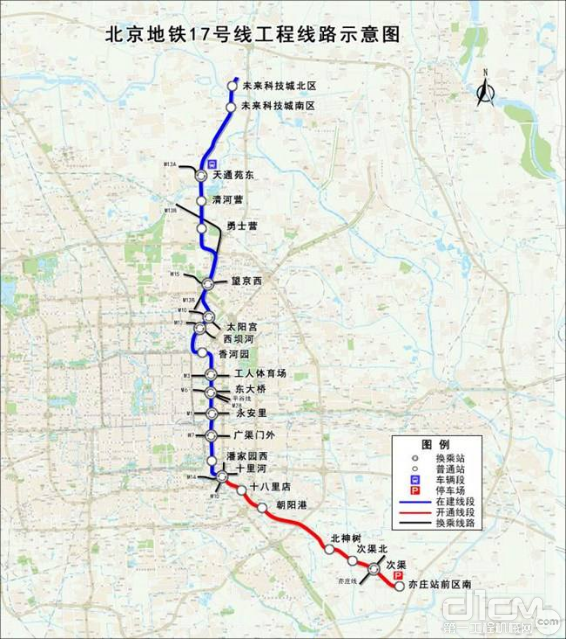 北京地铁17号线工程线路示意图