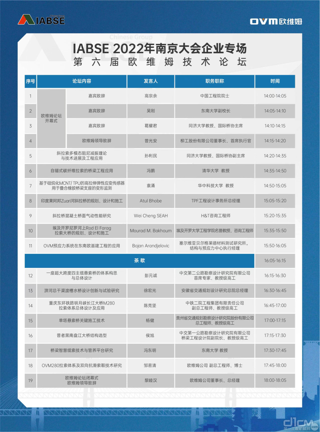 第六届欧维姆技术论坛会场安排