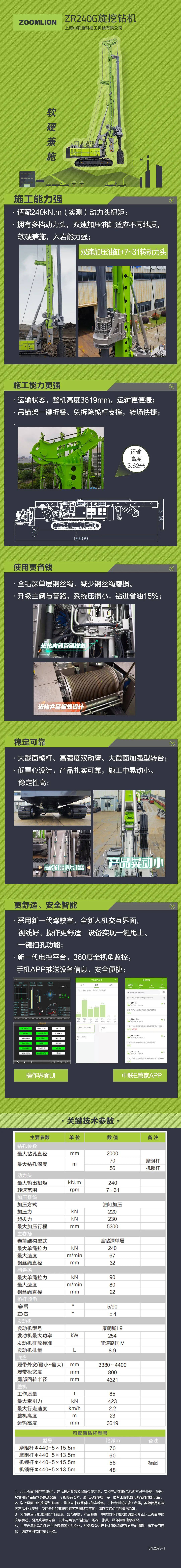 中联重科国四版ZR240G旋挖钻机宣传海报
