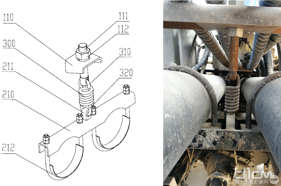 图丨三一主油缸弹簧吊挂专利及侵权产品