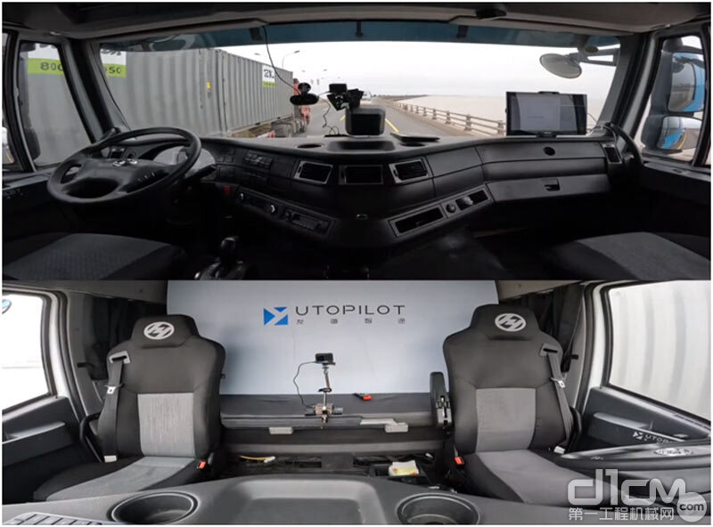 上汽红岩5G+L4级纯电动智能重卡驾驶室拍图