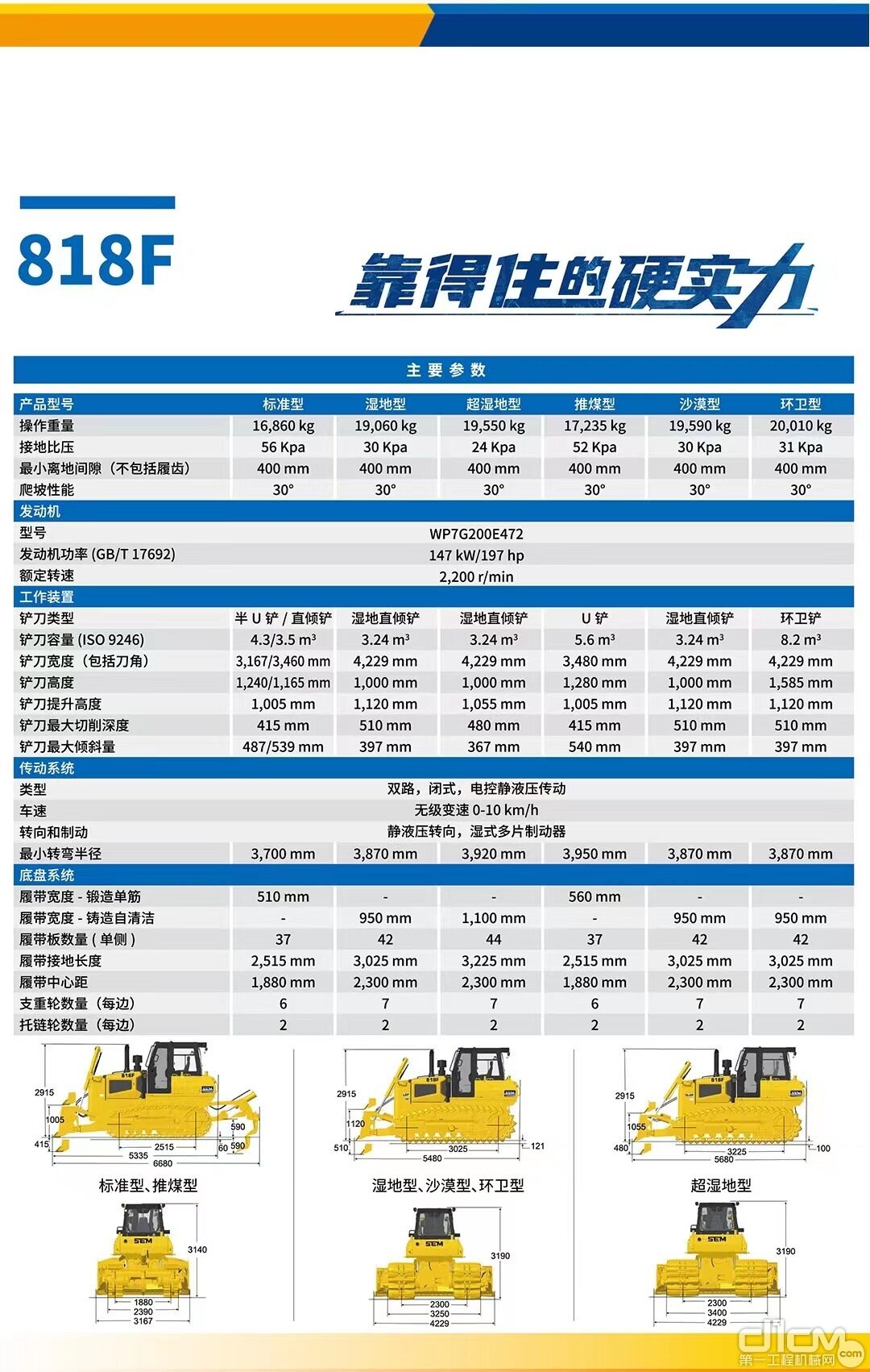 山工机械国四新品818F推土机产品参数