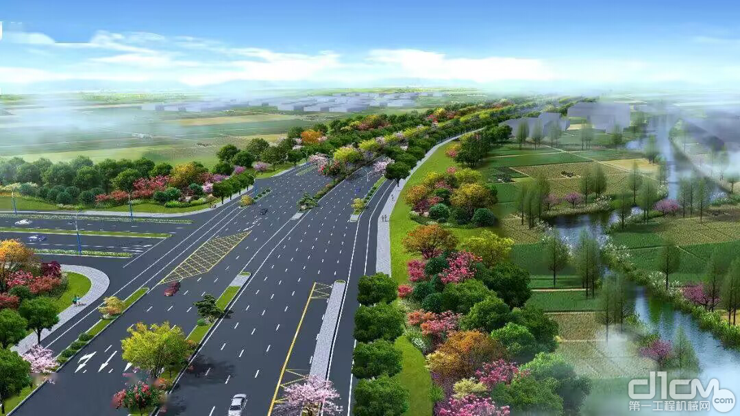 宁波市鄞州区的鄞县大道升级改扩建项目示意图
