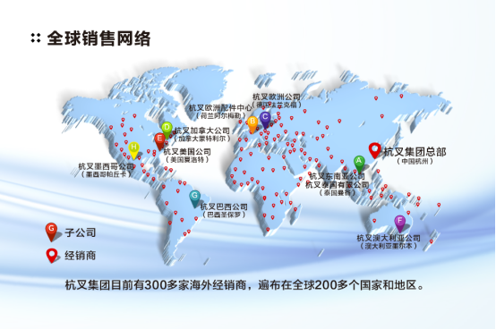 杭叉集团业务遍布200多个国家和地区