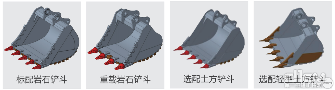 可配置4种系列化铲斗，满足“一况一斗”