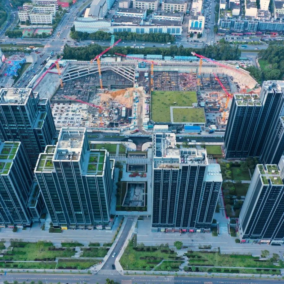 广东深圳的三一云都产业园二期主体建设项目上的三一塔机