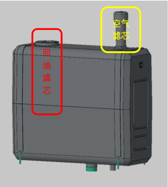 图1 空气滤芯和回油滤芯在液压油箱处位置