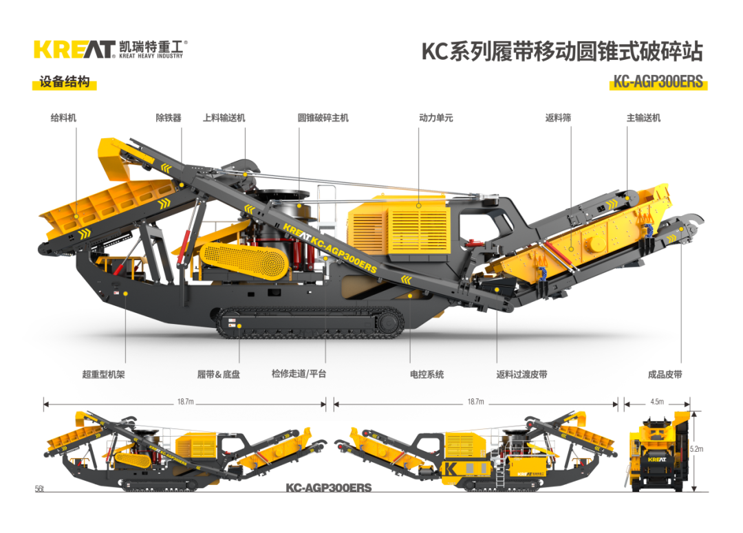 KC-AGP300ERS履带移动圆锥式破碎站设备结构