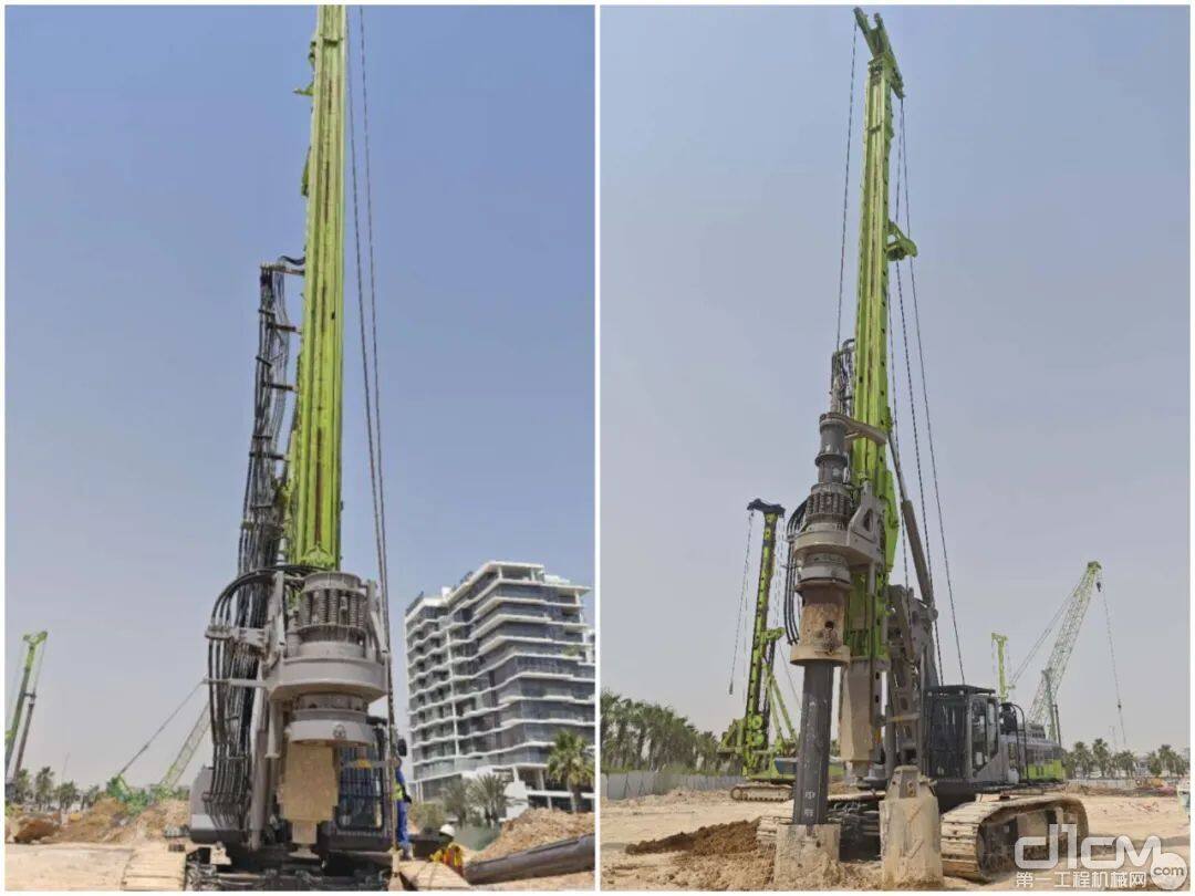 ▲中联重科旋挖钻机在迪拜房建项目