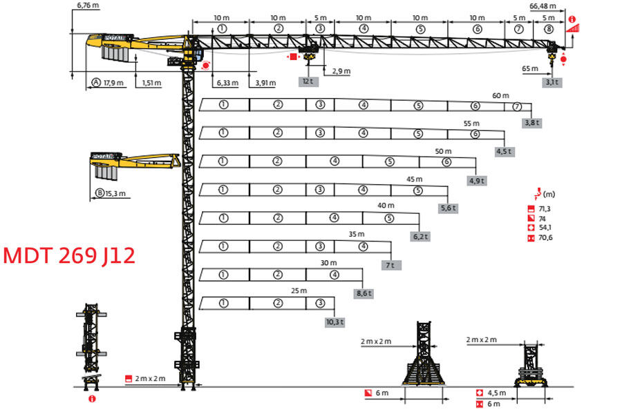 波坦MDT 269 J12塔式起重机整体视图40499
