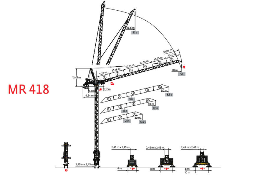 波坦MR 418塔式起重机整体视图40550