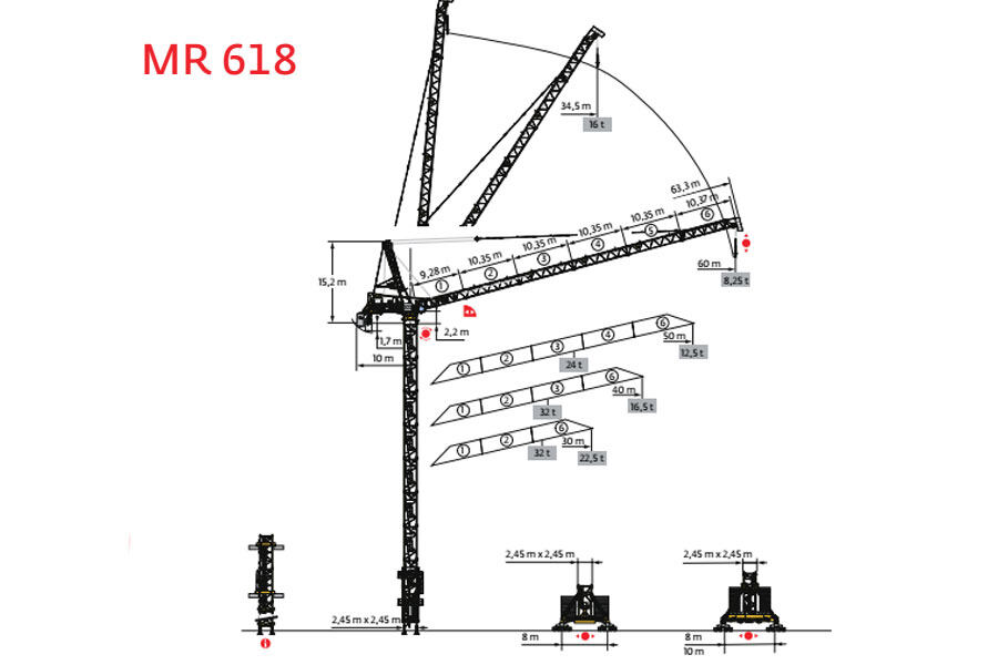 波坦MR 618塔式起重机整体视图40558