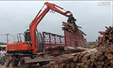 晋工轮挖JGM9085L，木头装卸好能手！ 